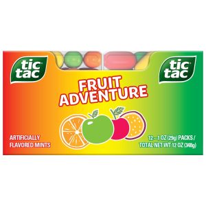 Tic Tac Fruit Adventure Mints. Bulk 12 Pack. On-The-Go Refreshment. 1 oz Each