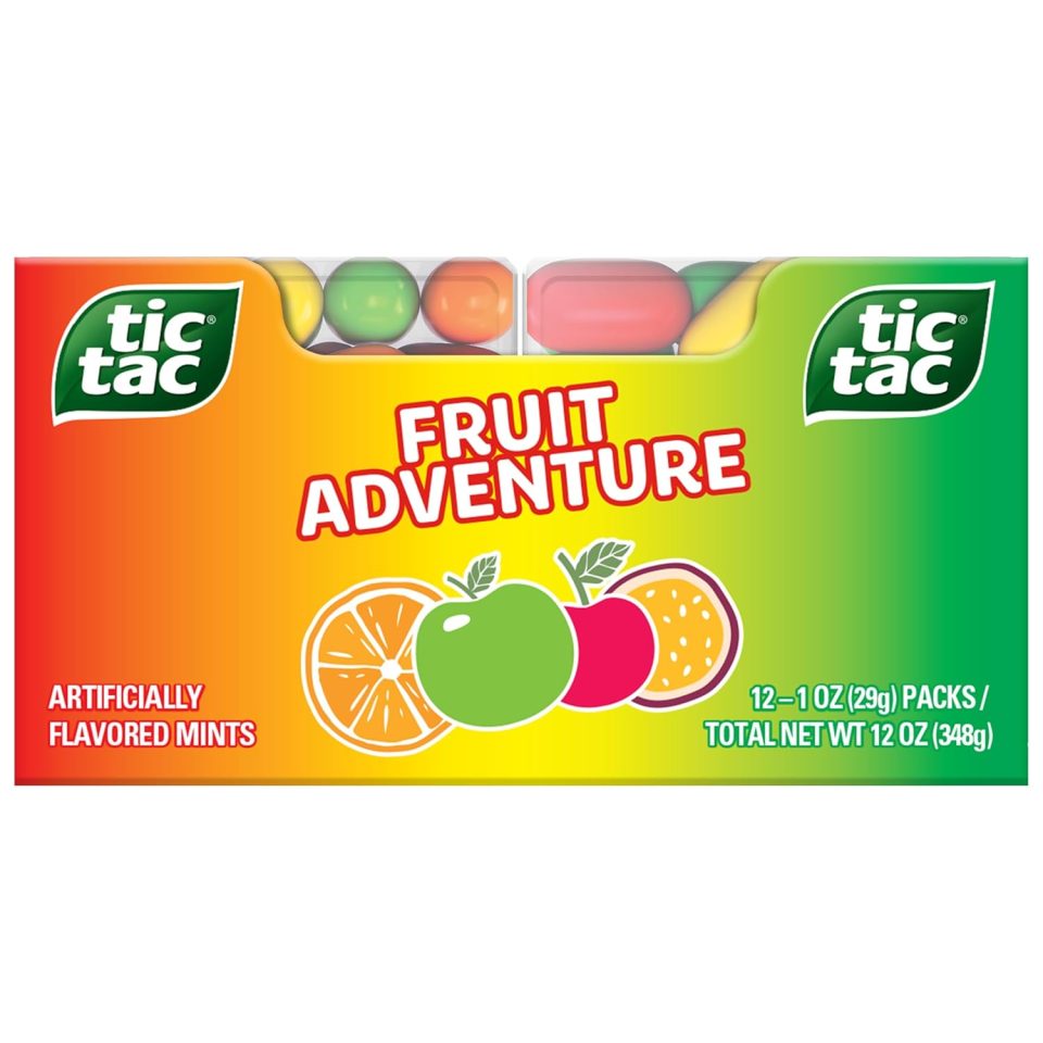 Tic Tac Fruit Adventure Mints. Bulk 12 Pack. On-The-Go Refreshment. 1 oz Each