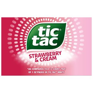 Tic Tac Strawberry & Cream Mints. Bulk 12 Pack. On-The-Go Refreshment. 1.7 oz Each