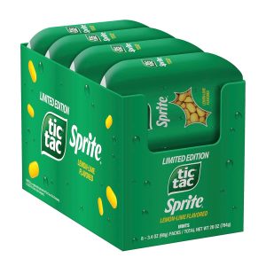 Tic Tac. Sprite Lemon-Lime-Flavored. On-The-Go Refreshment. 3.4 oz Each. Bulk 8 Pack