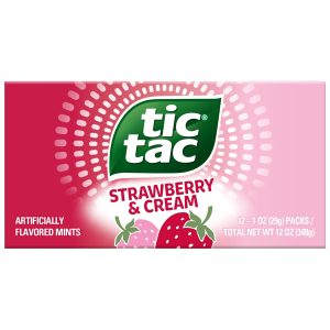 Tic Tac Strawberry & Cream Flavored Mints. Bulk 12 Pack. On-The-Go Refreshment. 1 oz Each