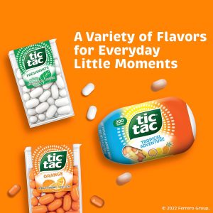 Tic Tac Orange Flavored Mints. Bulk 12 Pack. On-The-Go Refreshment. 1 Oz Each