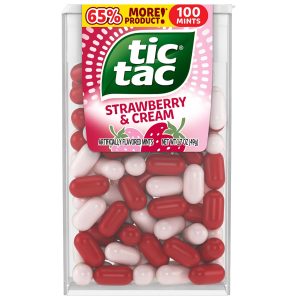 Tic Tac Strawberry & Cream Mints. Bulk 12 Pack. On-The-Go Refreshment. 1.7 oz Each