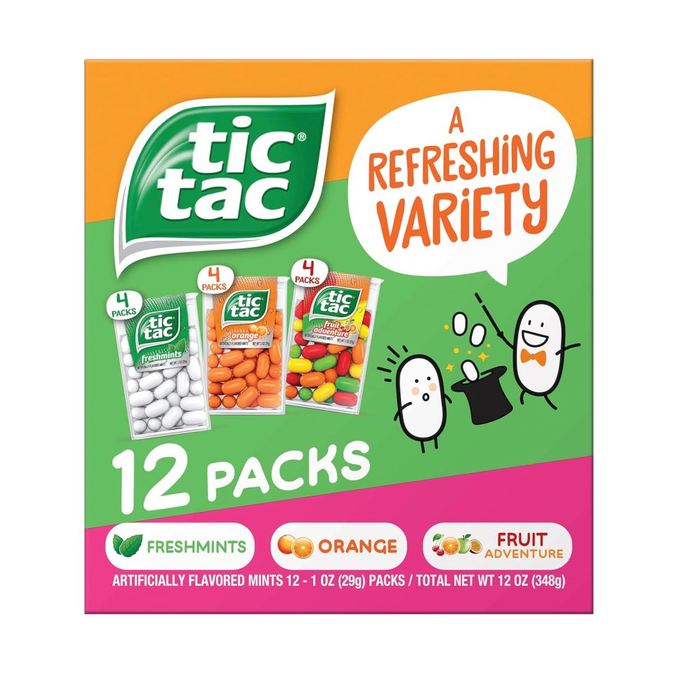 Tic Tac Flavor Variety Pack. Bulk 12 Pack. On-The-Go Refreshment. 1 oz Each