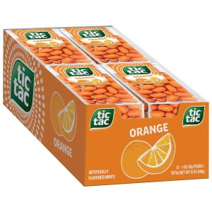 Tic Tac Orange Flavored Mints. Bulk 12 Pack. On-The-Go Refreshment. 1 Oz Each