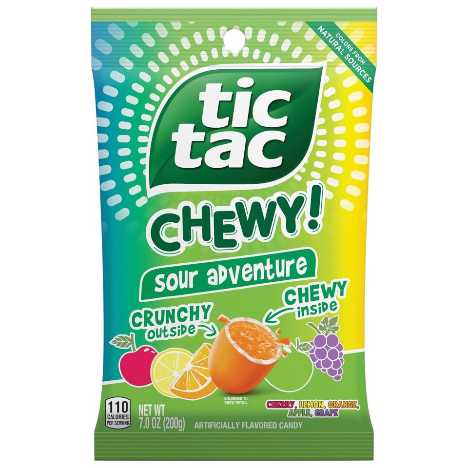TIC TAC CHEWY! Sour Adventure Candy. Sour Candy. 7 oz (Packaging May Vary)