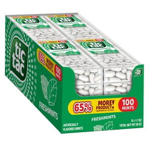 Tic Tac Freshmint Breath Mints. Bulk 12 Pack. On-The-Go Refreshment. 1.7 oz Each