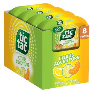 Tic Tac Citrus Adventure Mints. Bulk 8 Pack. Mints On the Go. Bottle Pack. 3.4 oz Each