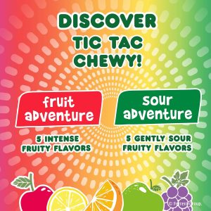 TIC TAC CHEWY! Fruit Adventure Candy. Bulk 12 Pack. Fruit Candy. Share Size. 3.04 oz Each (Packaging May Vary)