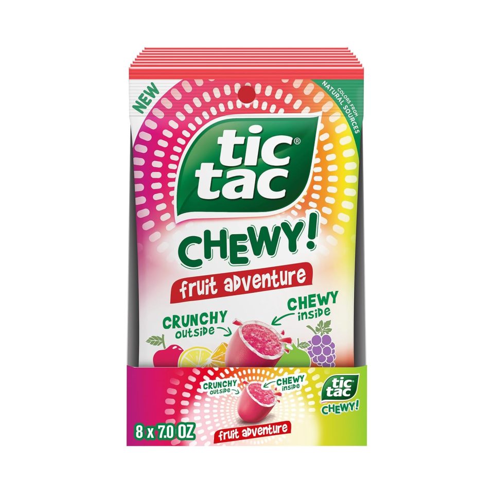 TIC TAC CHEWY! Fruit Adventure Candy. Bulk 8 Pack. Fruit Candy. 7 oz Each (Packaging May Vary)