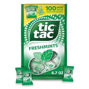 Tic Tac Freshmints. Bulk Bag with 100 Mini Packs (4 Mints each). Share-Size. On-the-Go Mints. 6.7 oz