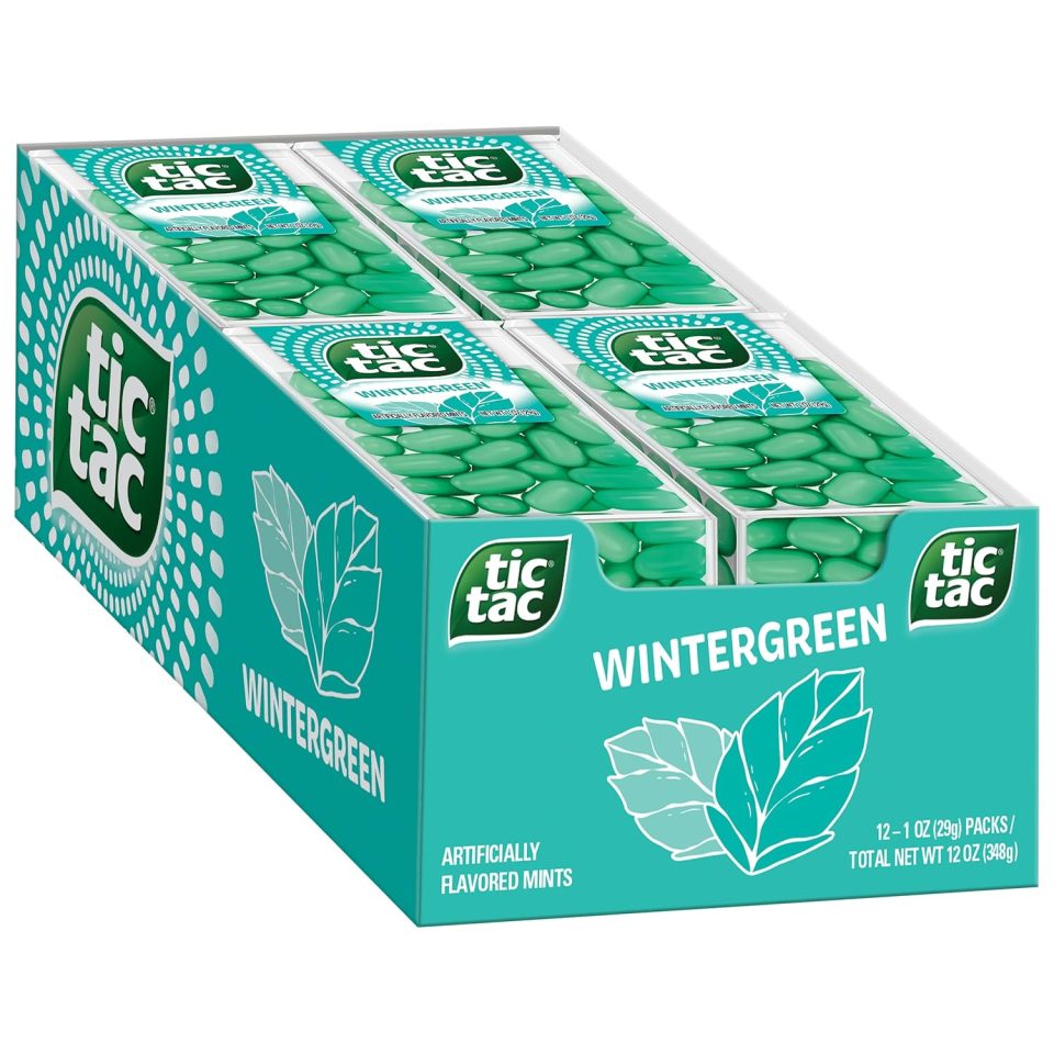 Tic Tac Wintergreen Breath Mints. Bulk 12 Pack. On-The-Go Refreshment. 1 Oz Each
