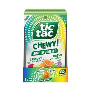 TIC TAC CHEWY! Sour Adventure Candy. Bulk 8 Pack. Sour Candy. 7 oz Each (Packaging May Vary)