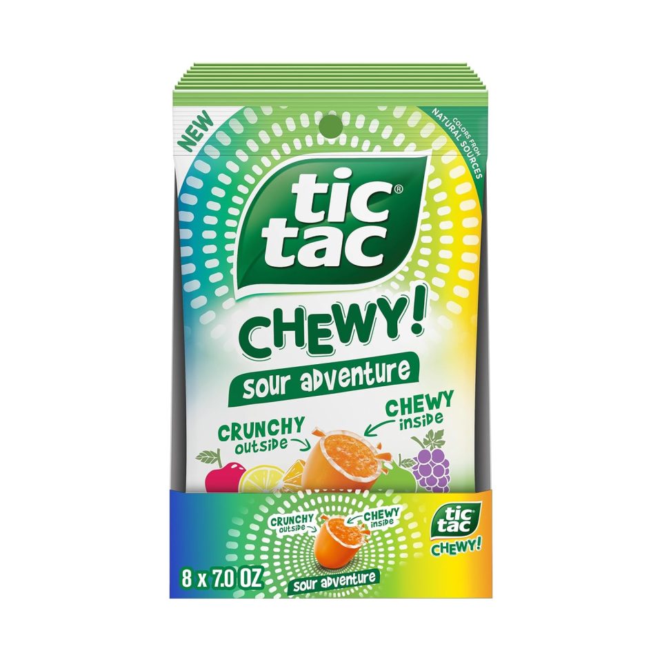 TIC TAC CHEWY! Sour Adventure Candy. Bulk 8 Pack. Sour Candy. 7 oz Each (Packaging May Vary)
