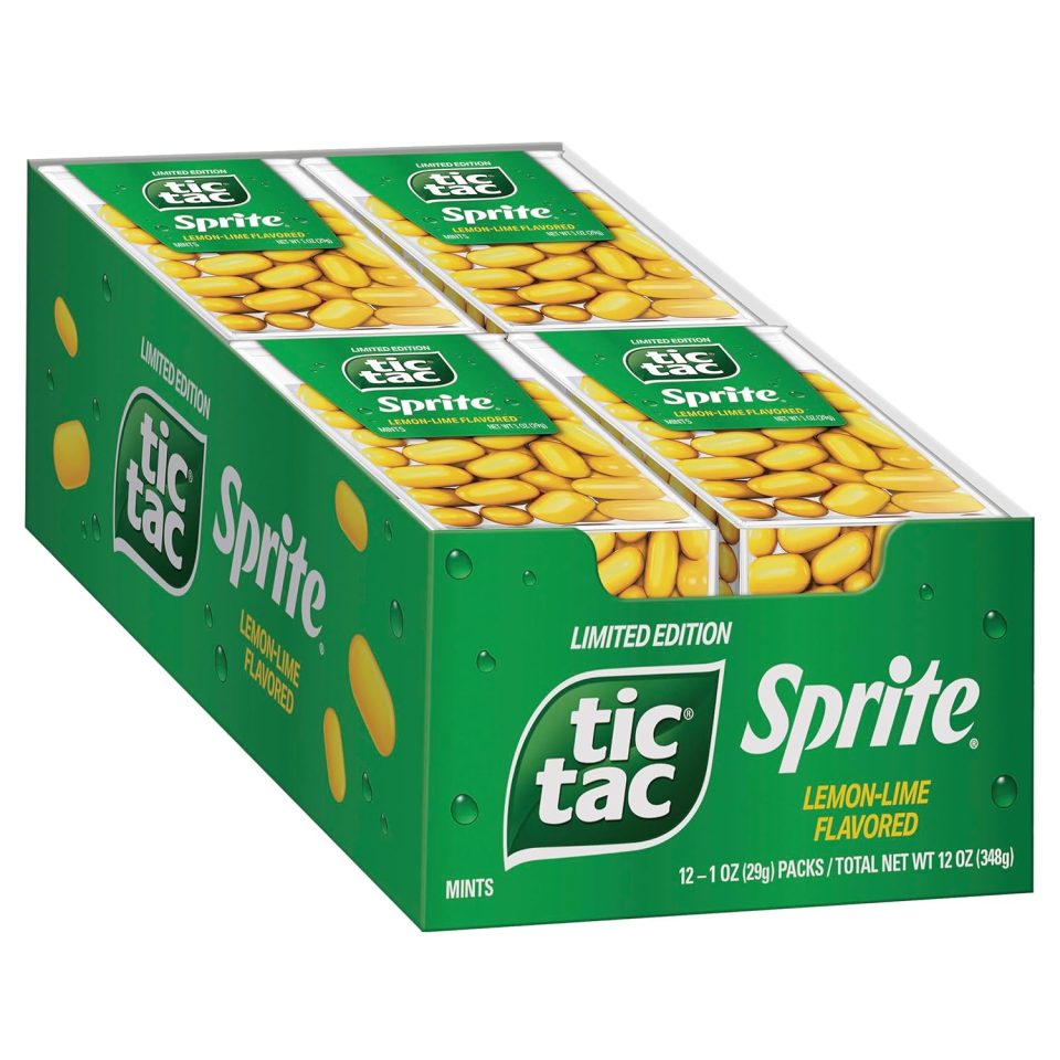 Tic Tac. Sprite Lemon-Lime-Flavored. On-The-Go Refreshment. 1 oz Each. Bulk 12 Pack