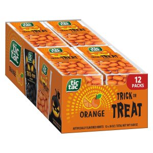 Tic Tac Trick or Treat Orange Mints. Perfect Party Favors. Great for On-the-Go Sharing. Bulk 12 Pack. .84 oz Each