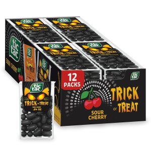 Tic Tac Trick or Treat Sour Cherry Mints. Great for Party Favors and On-the-Go Sharing. Bulk 12 Pack. .84 oz Each