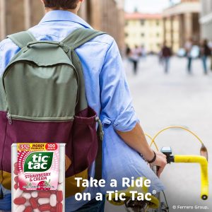 Tic Tac Strawberry & Cream Mints. Bulk 12 Pack. On-The-Go Refreshment. 1.7 oz Each