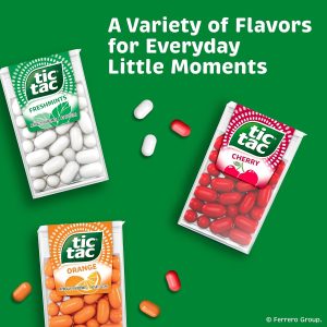 Tic Tac Variety Pack Mega Box. Bulk 27 Packs. Cherry. Freshmints. Orange. Refreshing Fruity Mints. Classic Box. 17.14 oz