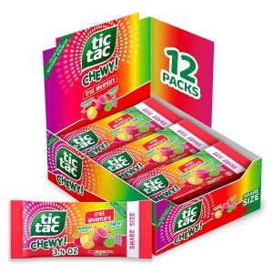 TIC TAC CHEWY! Fruit Adventure Candy. Bulk 12 Pack. Fruit Candy. Share Size. 3.04 oz Each (Packaging May Vary)