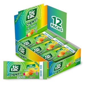 TIC TAC CHEWY! Sour Adventure Candy. Bulk 12 Pack. Sour Candy. Share Size. 3.4 oz Each (Packaging May Vary)